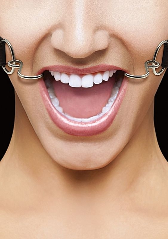 Ouch! - Hook gag med skinnstropper - Svart