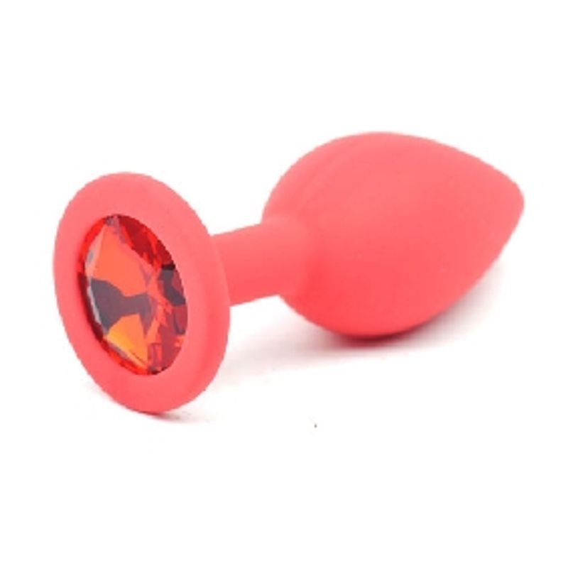 Erotic - Rød Silikonbuttplug med Rød Krystall - Small