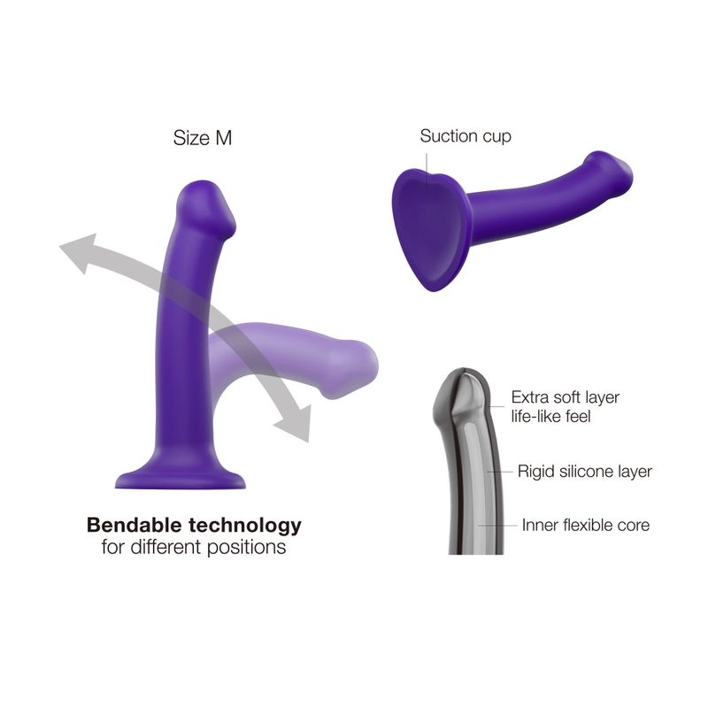 STRAP-ON-ME - SEMI-REALISTIC DUAL DENSITY BENDABLE DILDO PURPLE 