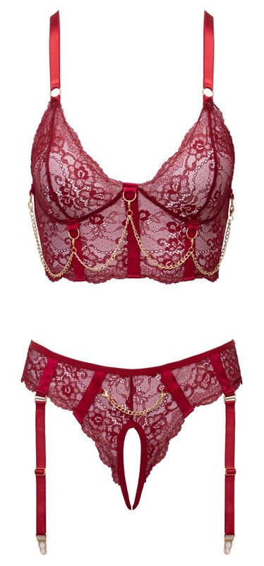 Cottelli LINGERIE - Sett i rød med kjeder