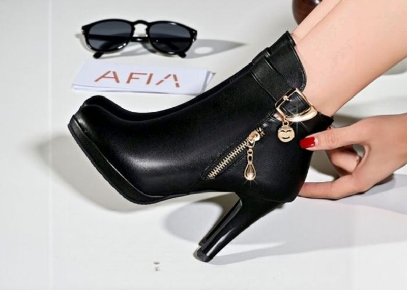 Høyhælte ankel sko - Svart - Partivare