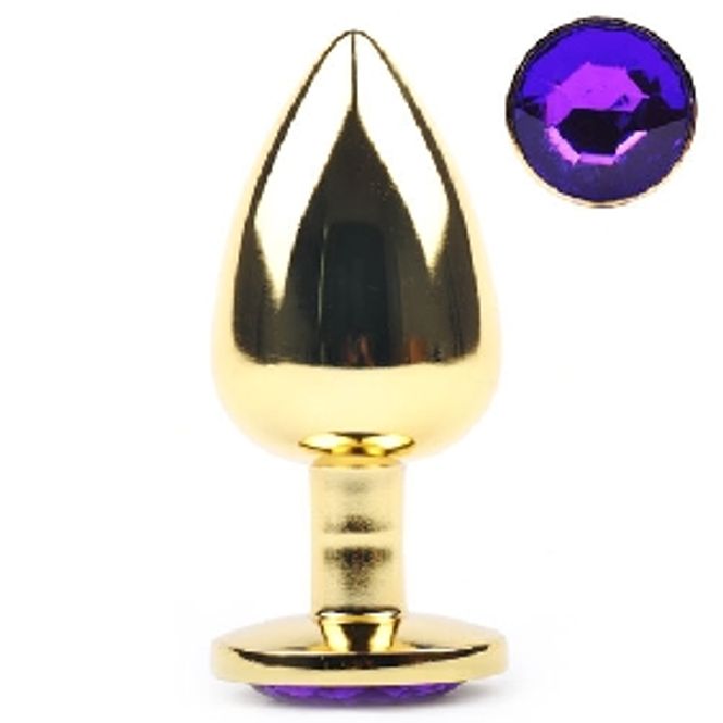 Hovedbilde Gull Buttplug med Krystall - LARGE