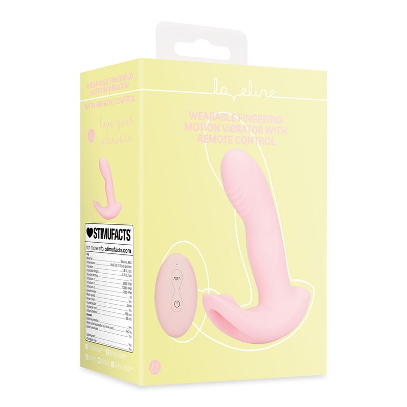 Bærbar fingerbevegelsesvibrator med fjernkontroll - Kirsebærchiffon