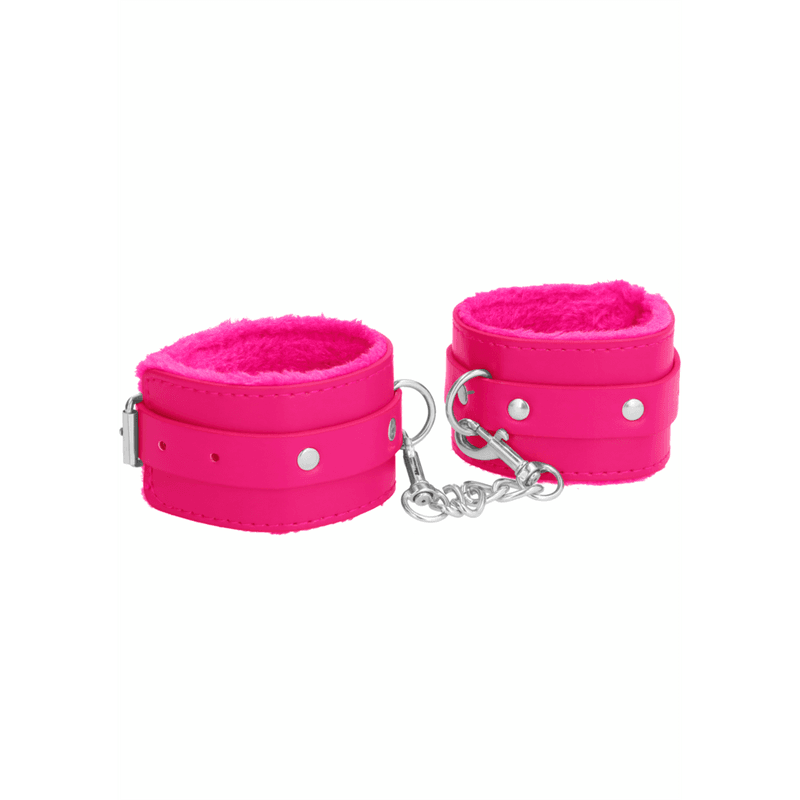 OUCH! - Plush Leather Handcuffs - PINK
