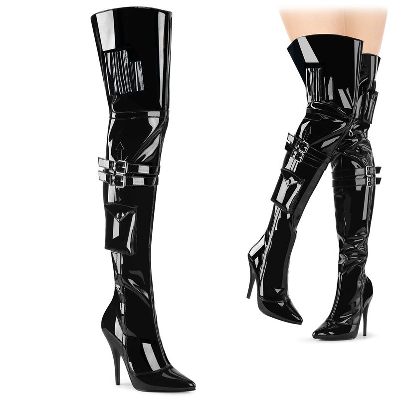 Pleaser -  SEDUCE Thigh High Boots Blank Sort