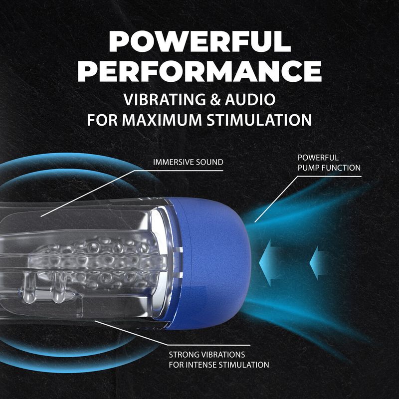 Pumped - SonicPull - Suge- vibrasjons masturbatorpumpe - Multimediaforbedret - BLÅ
