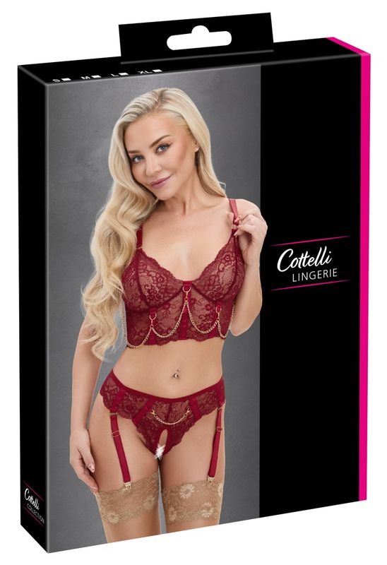 Cottelli LINGERIE - Sett i rød med kjeder
