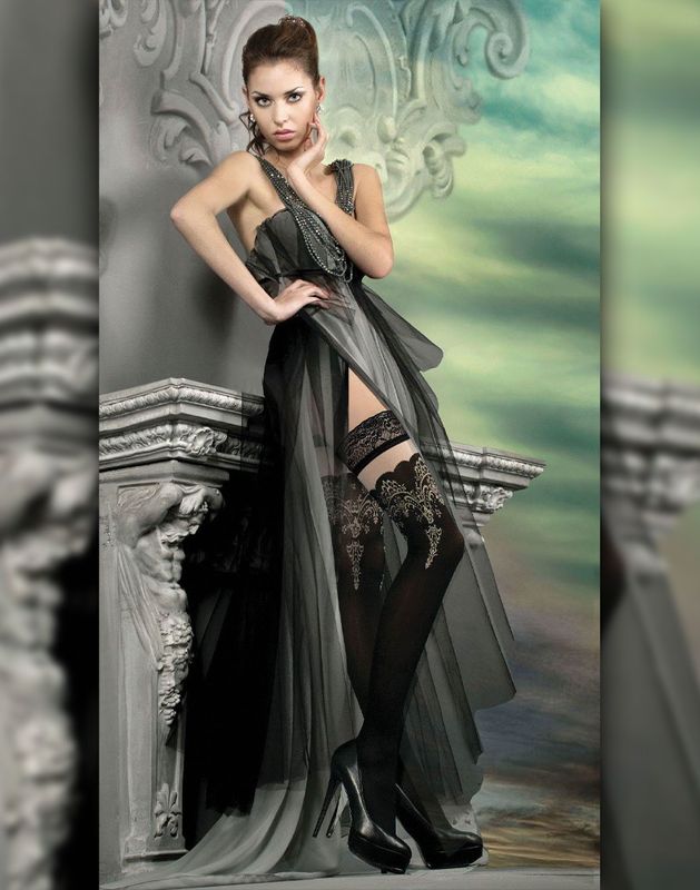 BALLERINA - FANTASY HOLD UPS - 50/20 DENIER - BLACK & TRANSPAREN